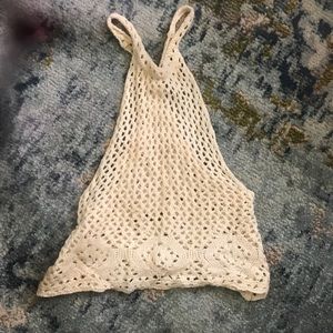 Crochet crop swim cover up NWOT
